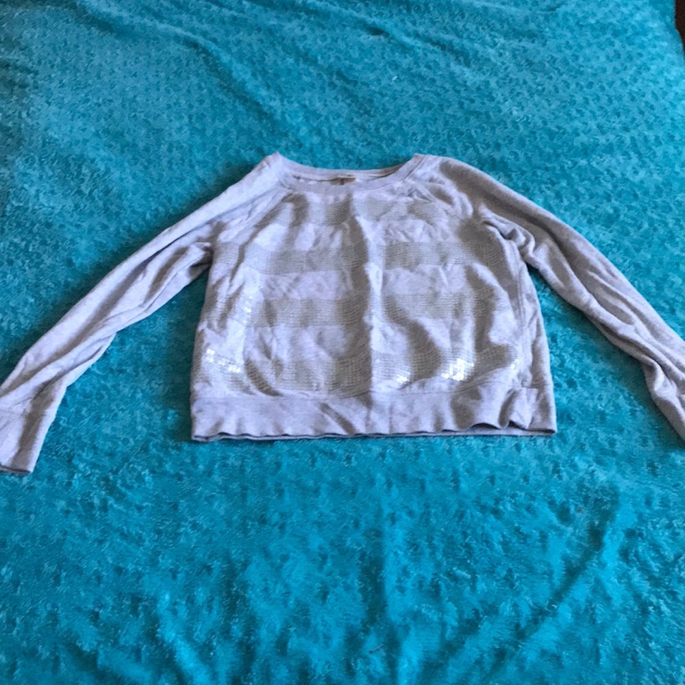 Grey Sweatshirt with sequined stripes